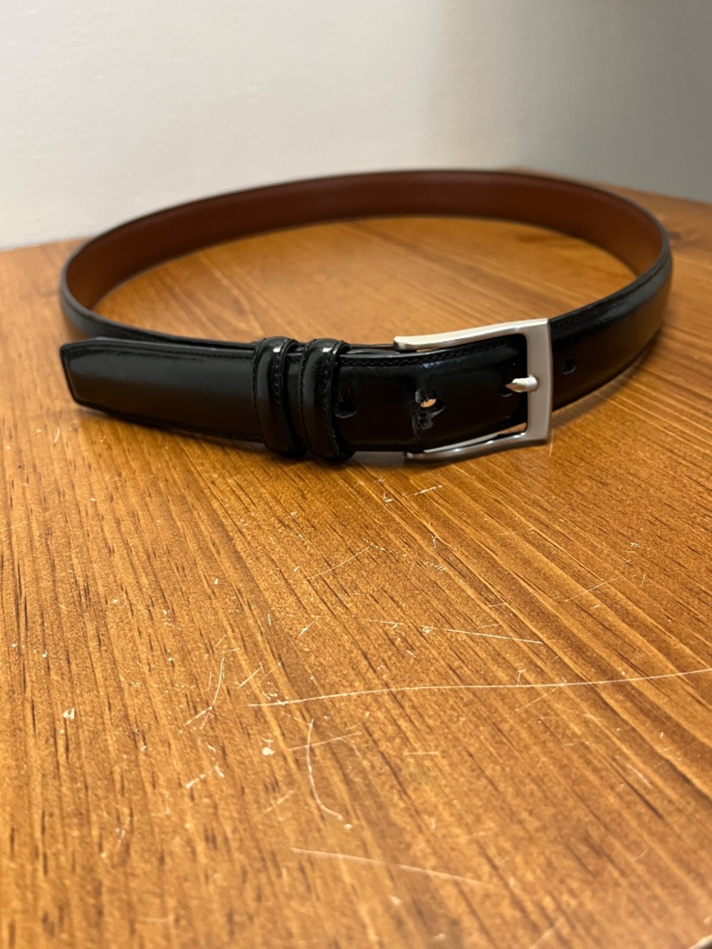 Men's Stafford Black Leather Belt 40W 47.25" long